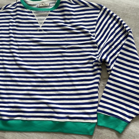 Free People Classic Striped Sweater Crewneck Oversize Baggy Cotton Women XS NWOT - Picture 4 of 13